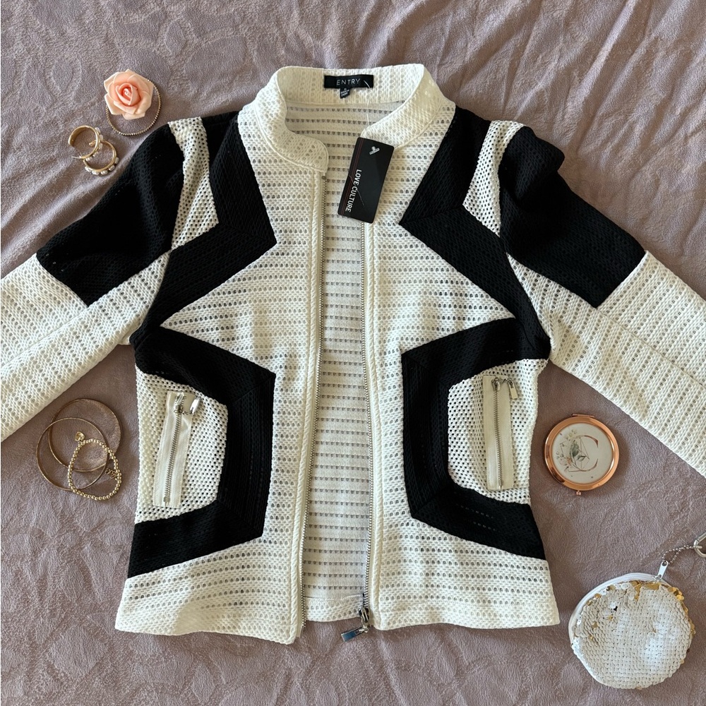 Love Culture Black and Cream Cardigan